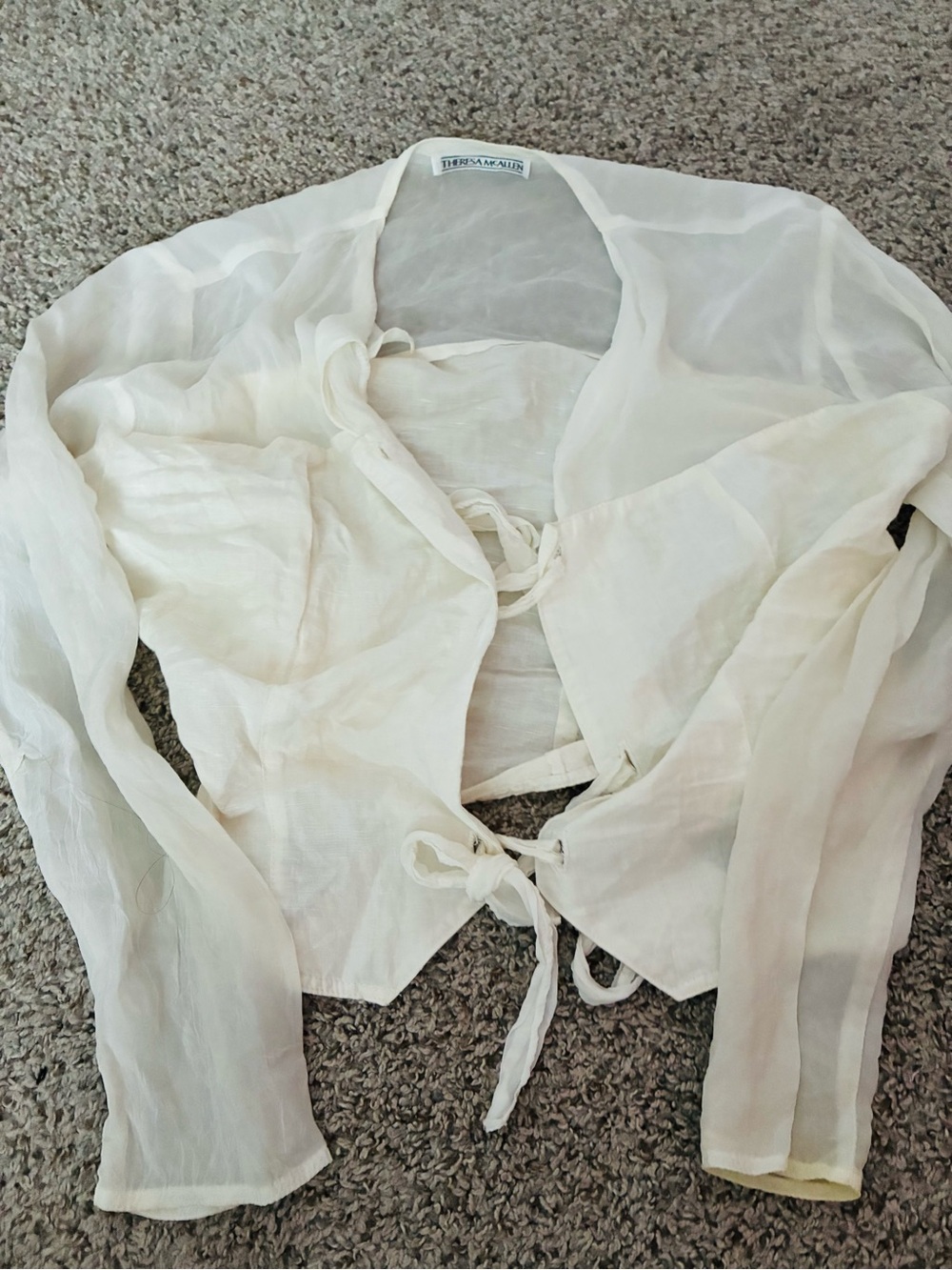 Sheer Tie-Front Robe Top in Cream by